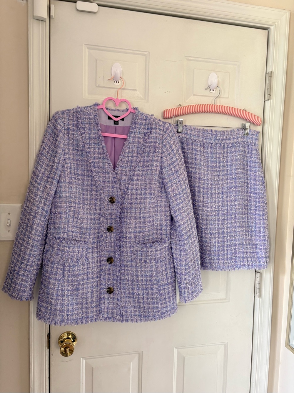 Ann Taylor Purple Tweed Skirt Suit Size XS/S - Picture 2 of 15